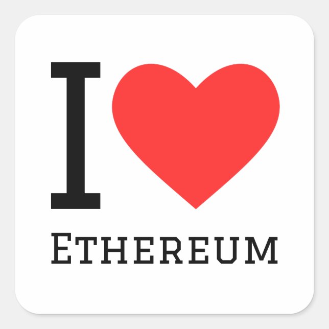 Sticker Carré J'aime l'éthereum (Devant)