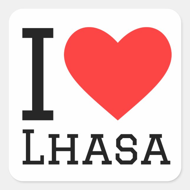 Sticker Carré J'aime Lhasa (Devant)