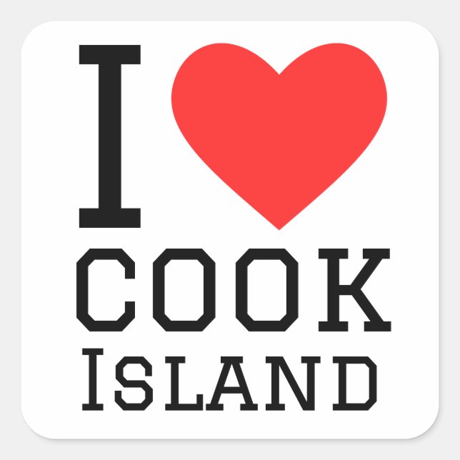 Sticker Carré J'aime l'île cuisinière (Devant)