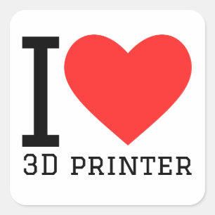 Sticker Carré J'aime l'imprimante 3D