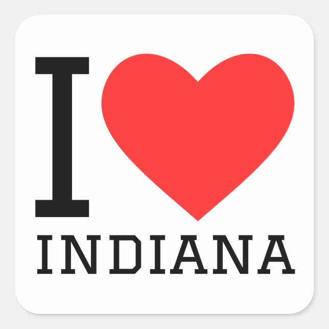 Sticker Carré J'aime l'indiana (Devant)