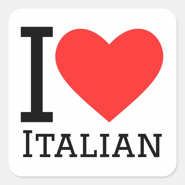 Sticker Carré J'aime l'italien (Devant)