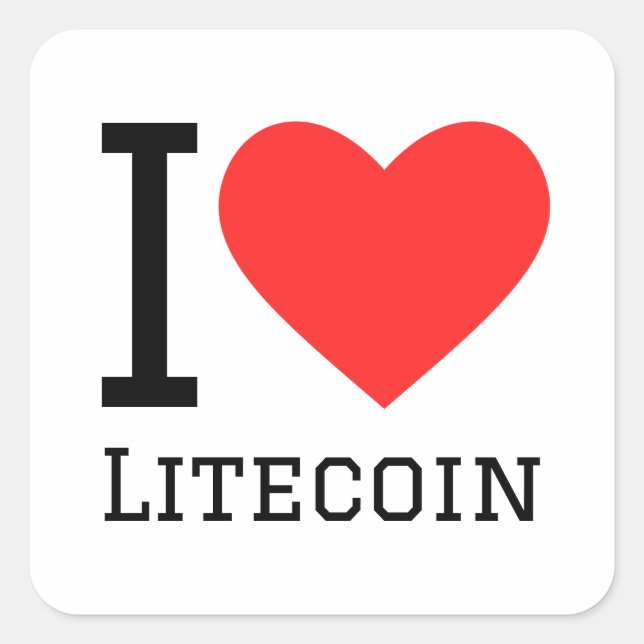 Sticker Carré J'aime litecoin (Devant)