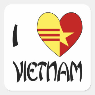 Sticker Carré J'aime l'unité du Vietnam