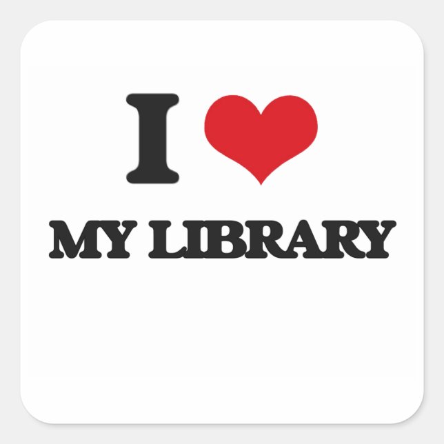 Sticker Carré J'aime ma bibliothèque (Devant)
