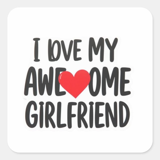 Sticker Carré J'aime ma copine géniale (Devant)