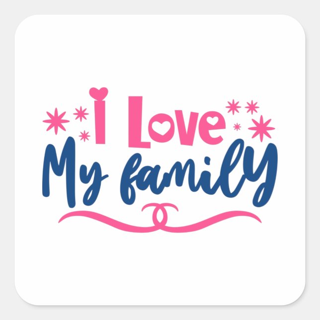 Sticker Carré J'aime ma famille (Devant)