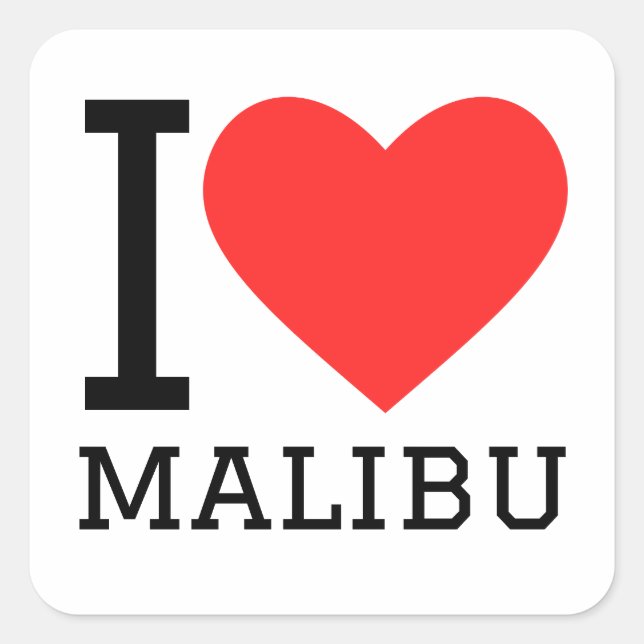 Sticker Carré J'aime malibu (Devant)