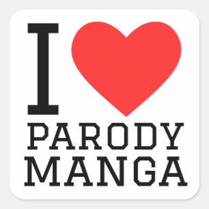 Sticker Carré J'aime manga parodique