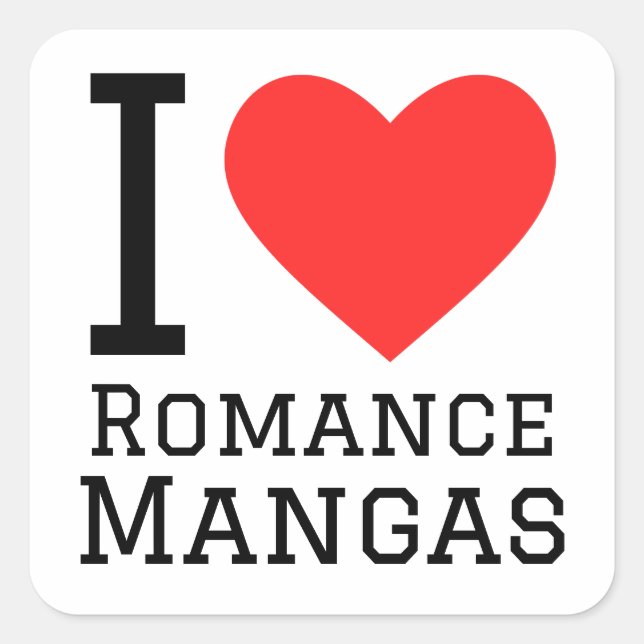 Sticker Carré J'aime manga romance (Devant)