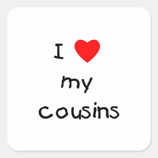 Sticker Carré J'Aime Mes Cousins (Devant)