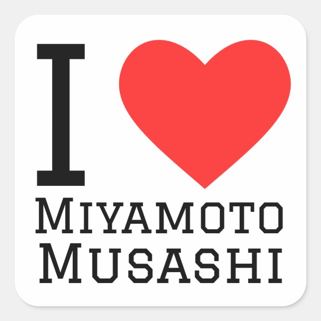 Sticker Carré J'aime miyamoto Musashi (Devant)