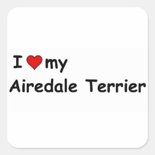 Sticker Carré J'Aime Mon Airedale Terrier