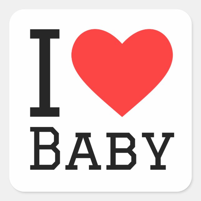 Sticker Carré J'aime mon bébé (Devant)
