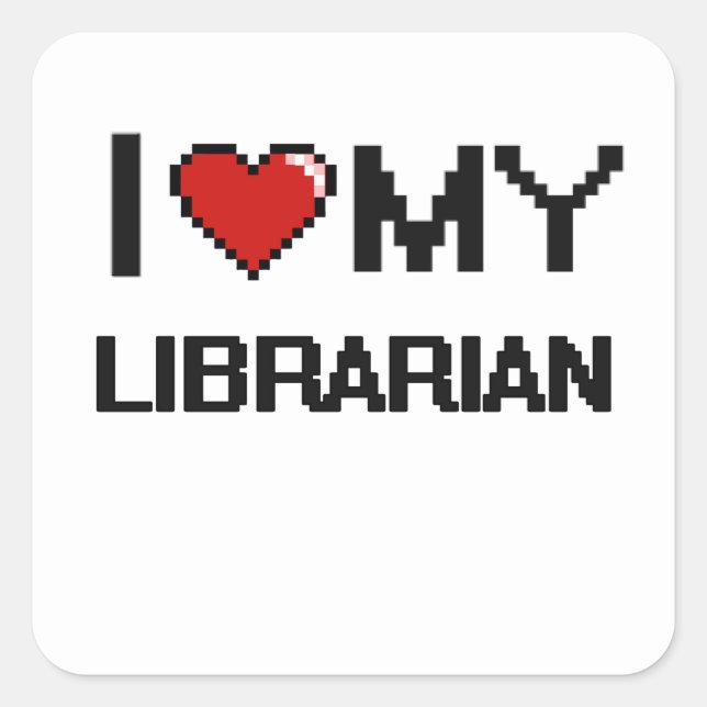 Sticker Carré J'aime mon bibliothécaire (Devant)