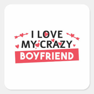 Sticker Carré J'aime mon copain fou