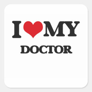 Sticker Carré J'aime mon docteur