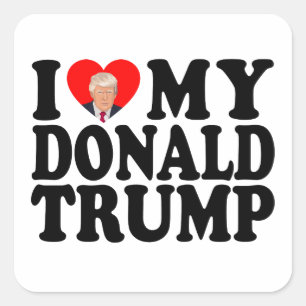 Sticker Carré J'aime mon Donald Trump 47e Président