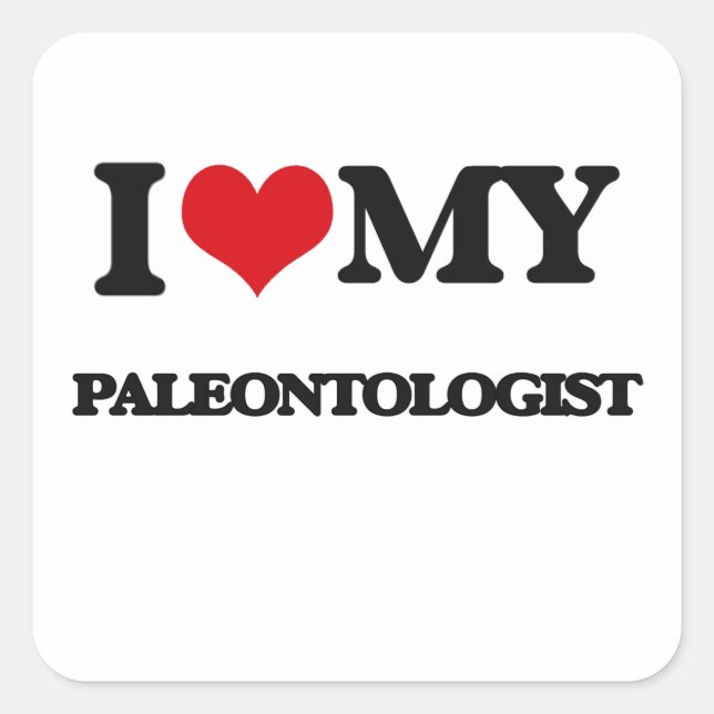 Sticker Carré J'aime mon paléontologue (Devant)