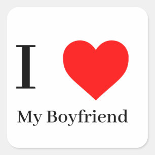 Sticker Carré J'aime mon petit ami & coeur rouge