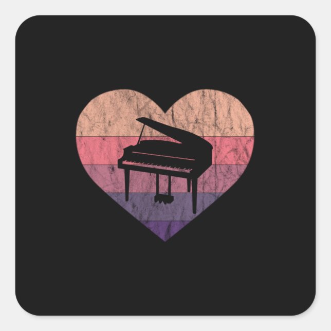 Sticker Carré J'aime mon piano à queue (Devant)