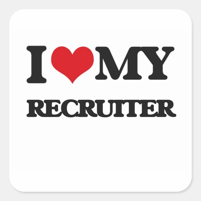 Sticker Carré J'aime mon recruteur (Devant)