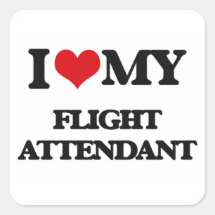 Sticker Carré J'aime mon steward (hôtesse de l'air)