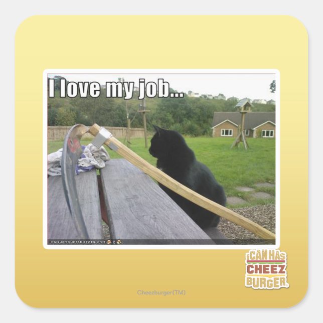 Sticker Carré J'aime mon travail (Devant)