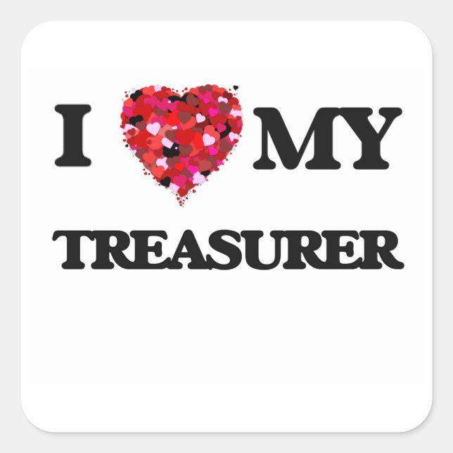 Sticker Carré J'aime mon trésorier (Devant)