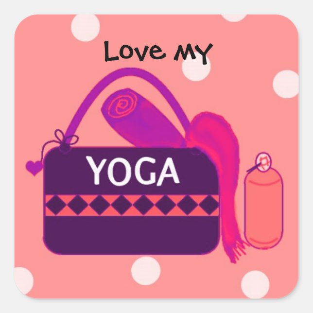 Sticker Carré J'aime mon Yoga (Devant)