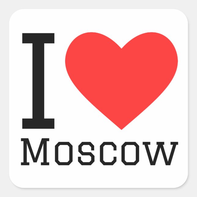 Sticker Carré J'aime moscou (Devant)