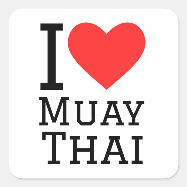 Sticker Carré J'aime Muay Thai (Devant)