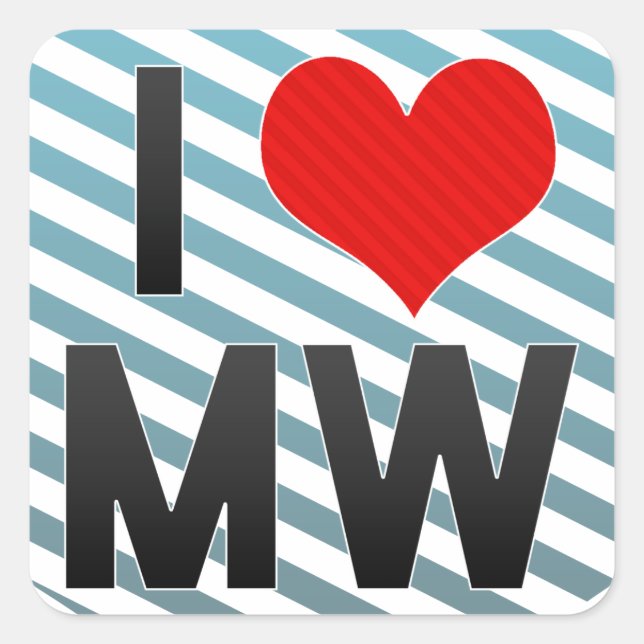 Sticker Carré J'aime MW (Devant)
