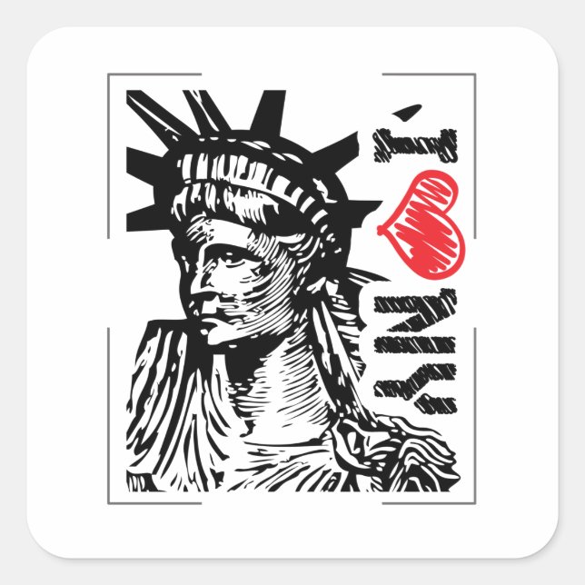Sticker Carré J'aime NY (Devant)