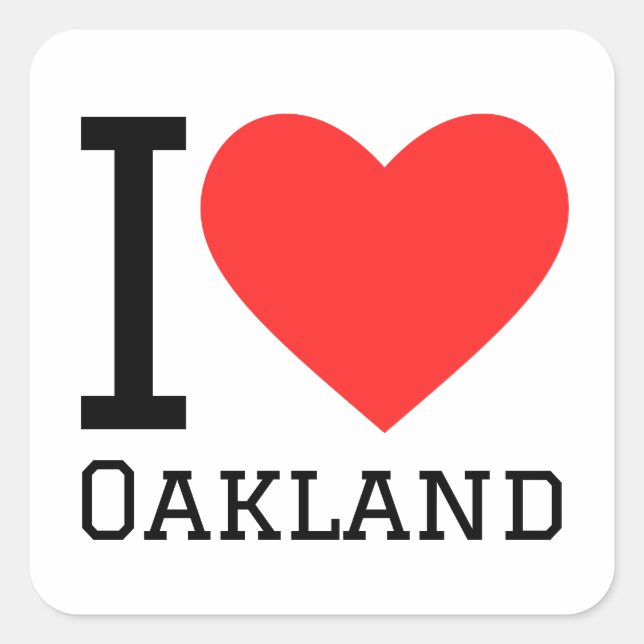 Sticker Carré J'aime Oakland (Devant)