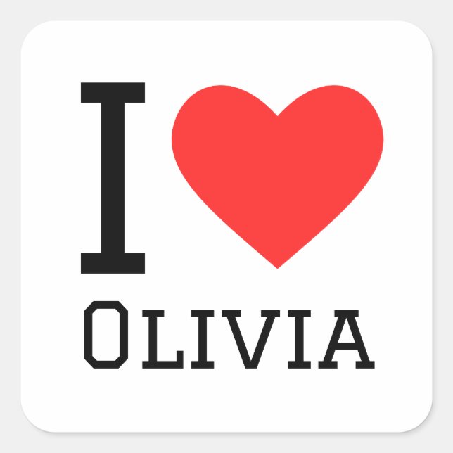 Sticker Carré J'aime Olivia (Devant)