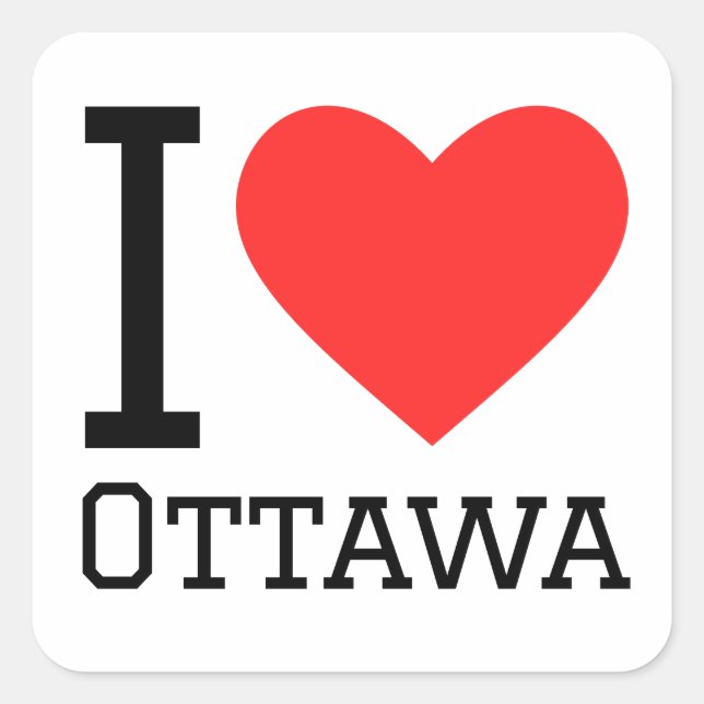 Sticker Carré J'aime Ottawa (Devant)
