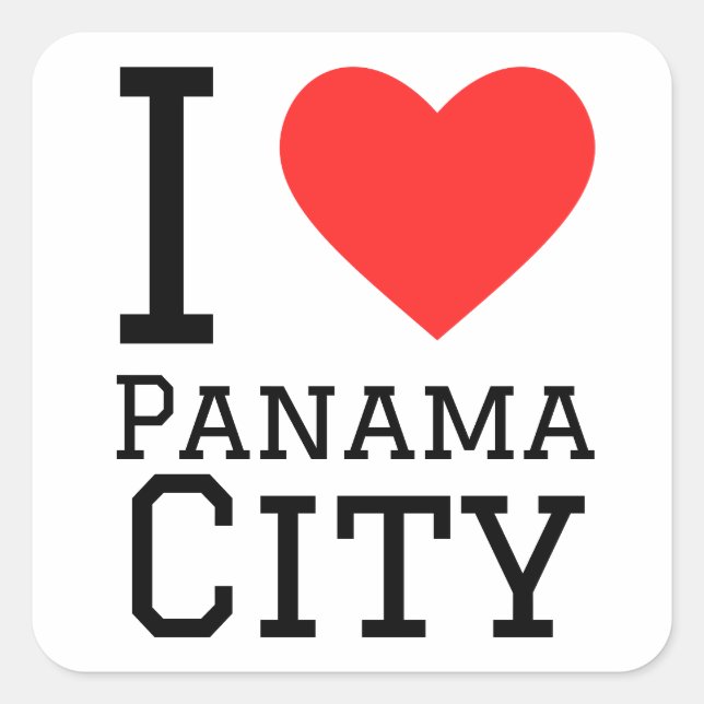 Sticker Carré J'aime Panama City (Devant)