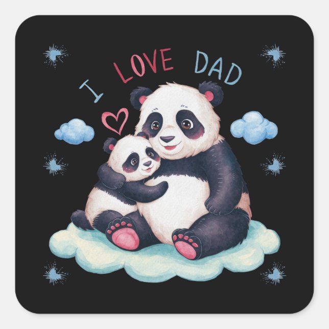 Sticker Carré J'aime papa (Devant)