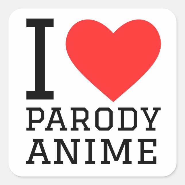 Sticker Carré J'aime parodique anime (Devant)