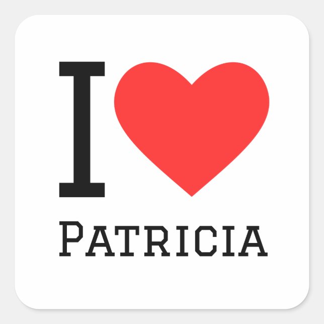 Sticker Carré J'aime Patricia (Devant)