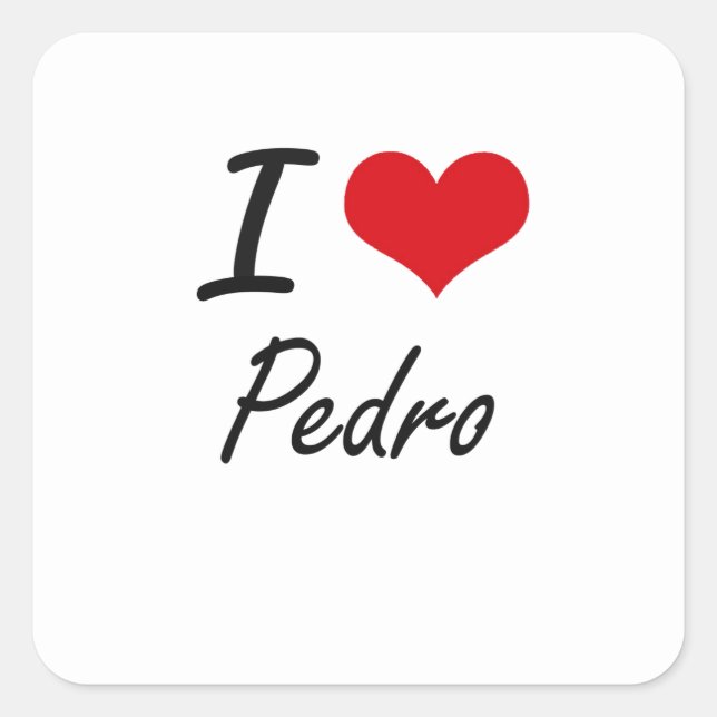 Sticker Carré J'aime Pedro (Devant)