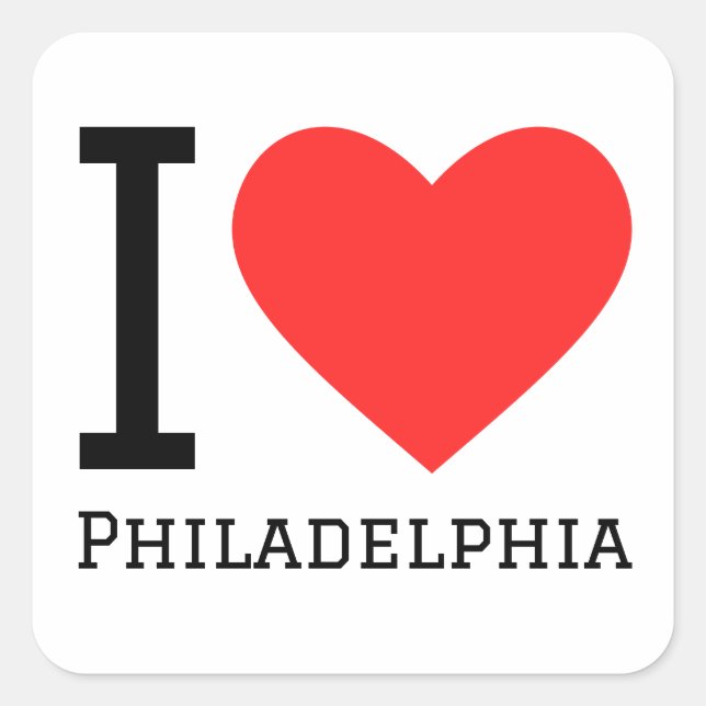 Sticker Carré J'aime Philadelphie (Devant)