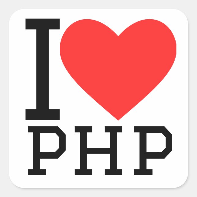 Sticker Carré J'aime php (Devant)