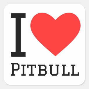 Sticker Carré J'aime pitbull