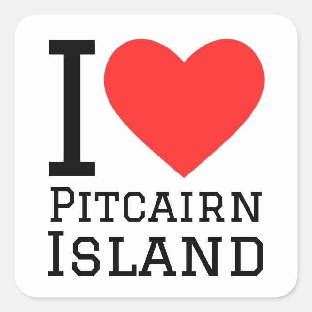 Sticker Carré J'aime Pitcairn île (Devant)