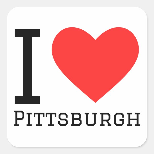 Sticker Carré J'aime Pittsburgh (Devant)