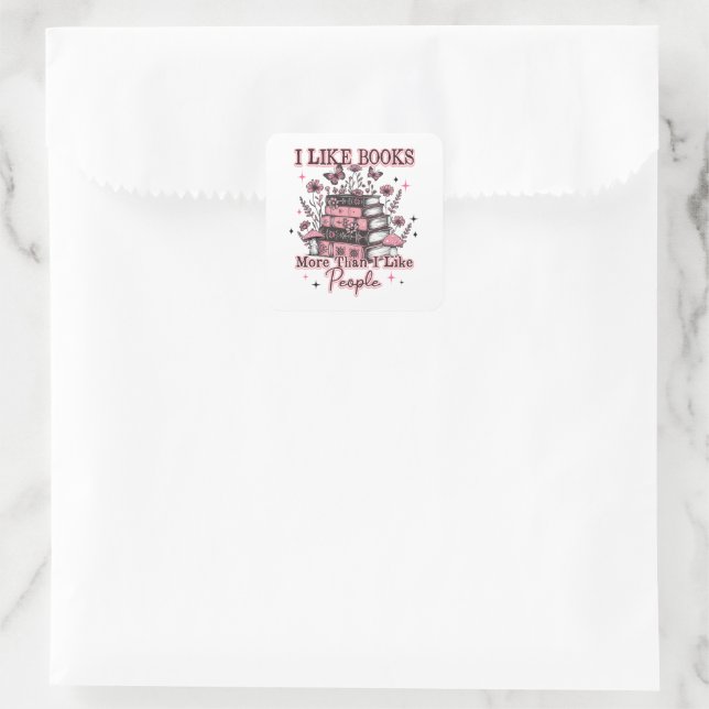 Sticker Carré J'Aime Plus Les Livres Que... (Sac)