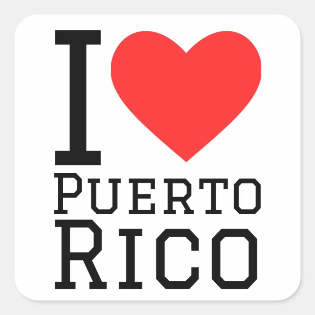 Sticker Carré J'aime Porto Rico (Devant)