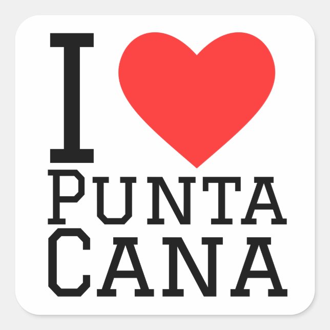 Sticker Carré J'aime punta cana (Devant)